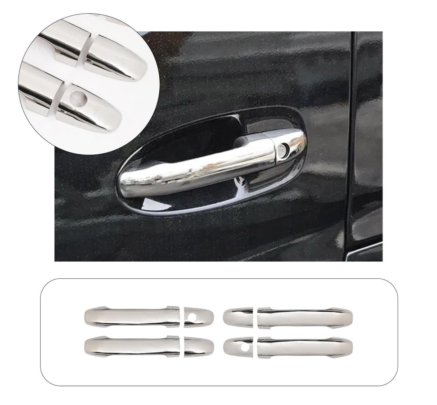 Mercedes Sprinter W907 (2018-Present) Stainless Steel Chrome Door Handle Covers - 4 Pcs (2 Keyholes)