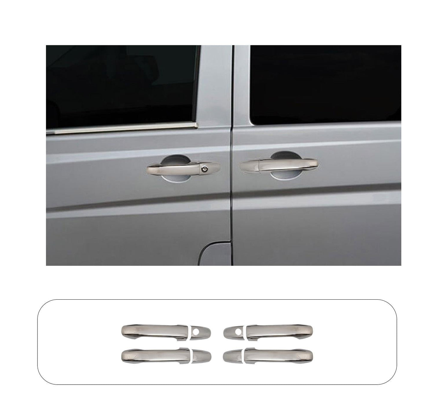 Mercedes Vito W447 (2014-Present) Stainless Steel Chrome Door Handle Covers - 4 Doors (2 Keyholes)