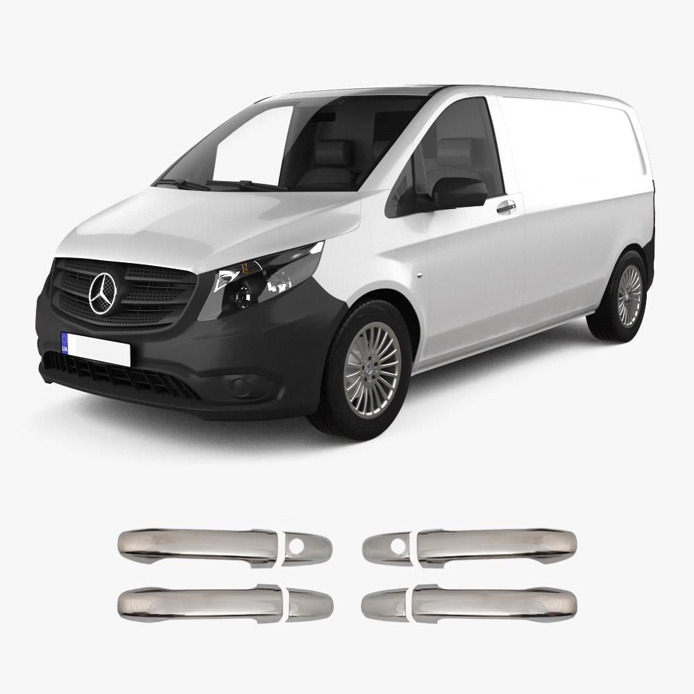 Mercedes Vito W447 (2014-Present) Stainless Steel Chrome Door Handle Covers - 4 Doors (2 Keyholes)