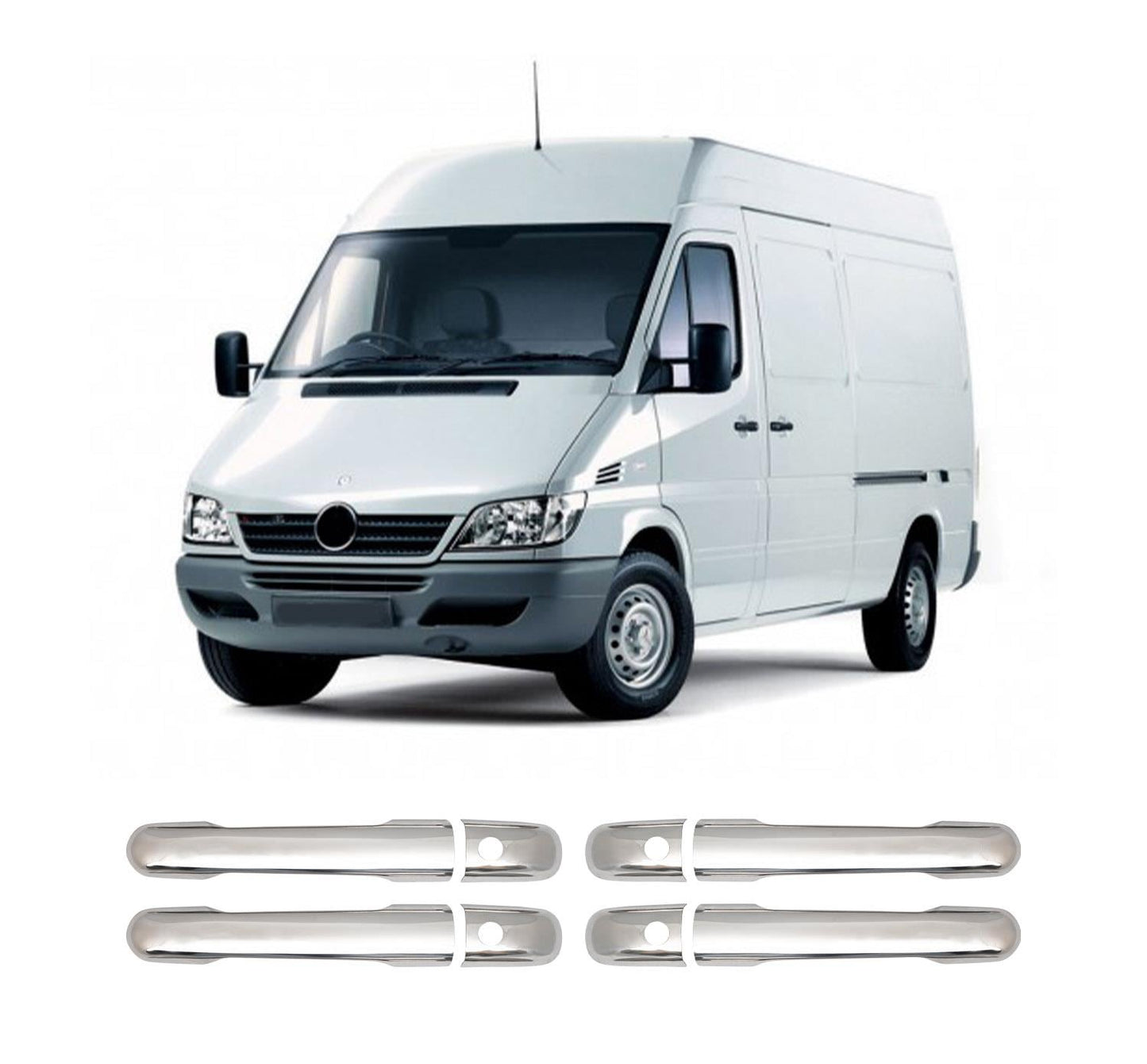 Mercedes Sprinter W901 (1998-2006) Stainless Steel Chrome Door Handle Covers - 4 Pcs (2 Keyholes)