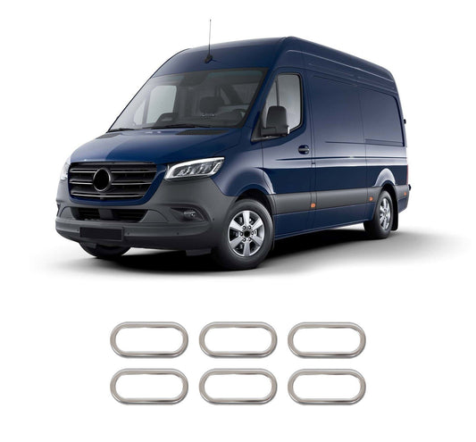 Mercedes-Benz Sprinter W906 (2006-2018) Stainless Steel Chrome Side Marker Reflector Trims - 6 Pieces