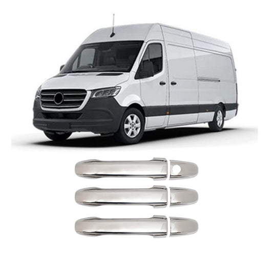Mercedes-Benz Sprinter W907 (2019-Present) Stainless Steel Chrome Door Handle Covers - 3 Doors