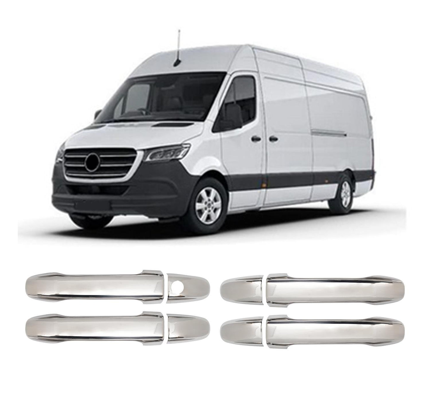 Mercedes-Benz Sprinter W907 / W910 (2019-Present) Stainless Steel Chrome Door Handle Covers - 4 Doors
