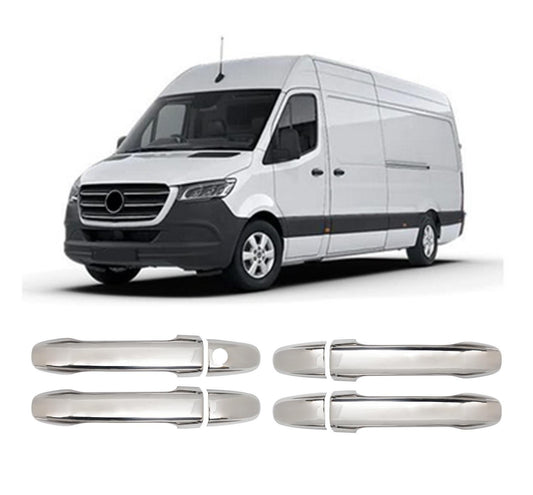 Mercedes-Benz Sprinter W907 / W910 (2019-Present) Stainless Steel Chrome Door Handle Covers - 4 Doors