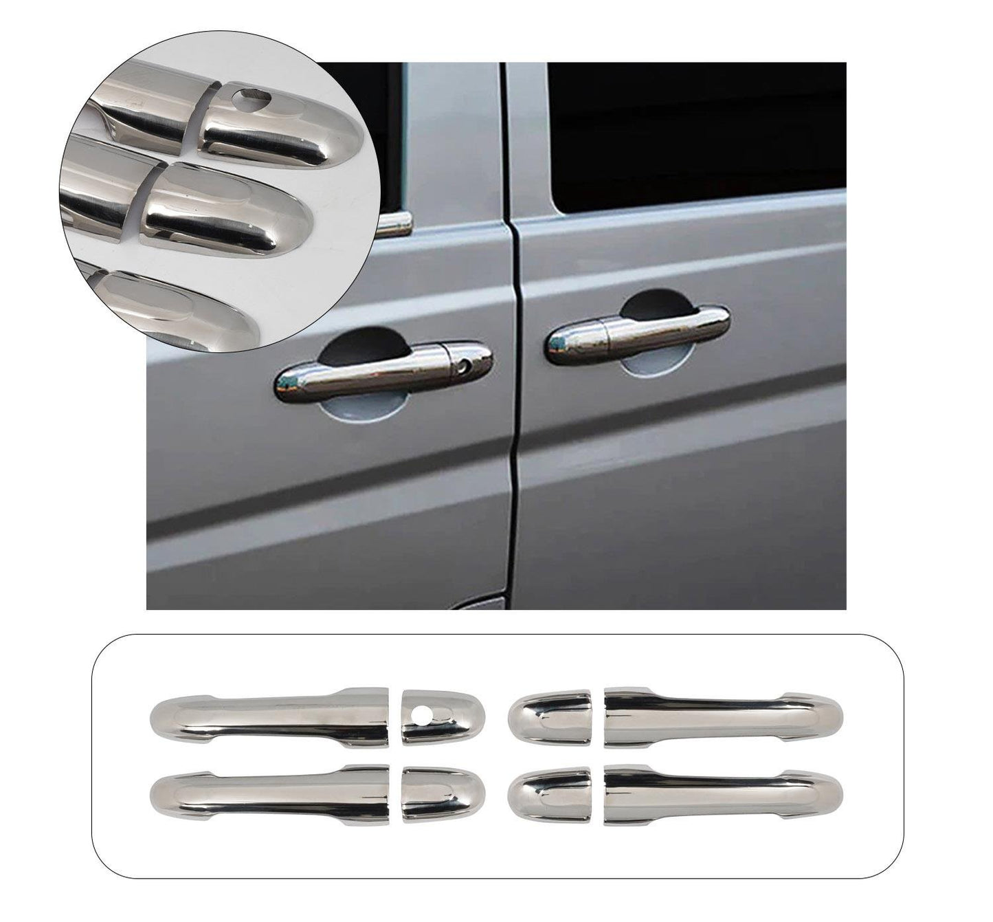 Mercedes-Benz Vaneo (2002-2005) Stainless Steel Chrome Door Handle Covers - 4 Doors