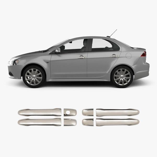 Mitsubishi Lancer (2008-2017) Stainless Steel Chrome Door Handle Covers - 4 Doors