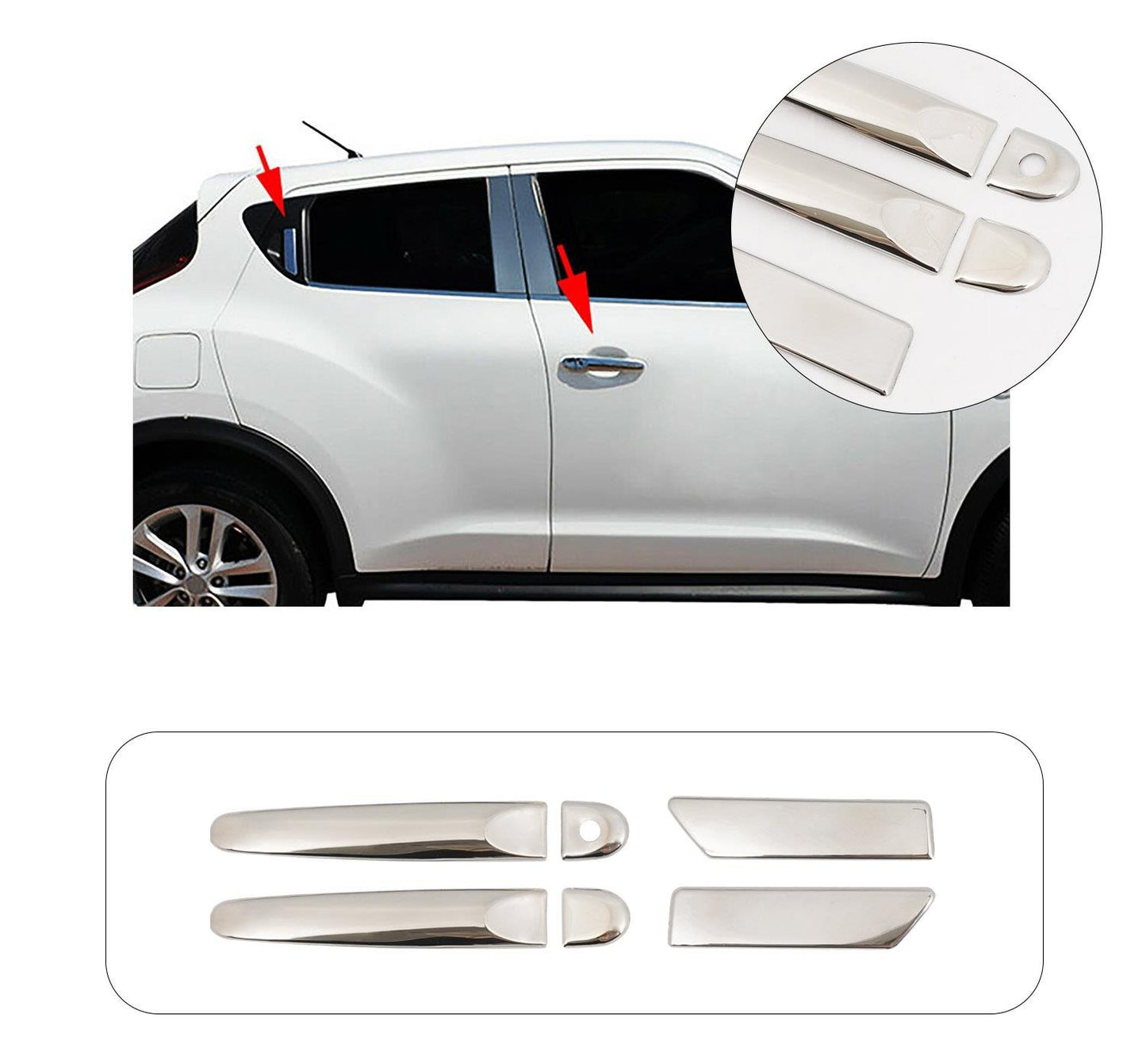 Nissan Juke Mk1 (2010-2019) Stainless Steel Chrome Door Handle Covers - 4 Doors Set