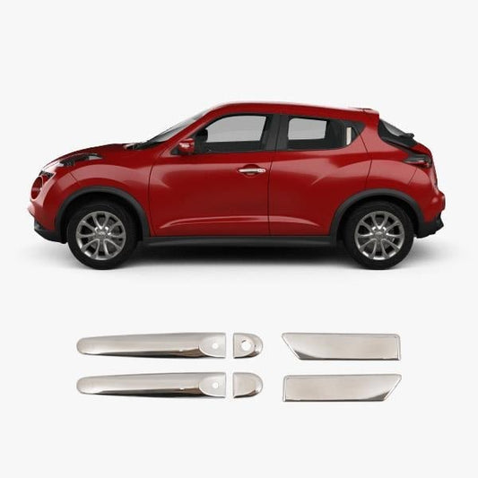 Nissan Juke Mk1 (2010-2019) Stainless Steel Chrome Door Handle Covers - 4 Doors Set (With Keyless Entry Sensor Cutouts)