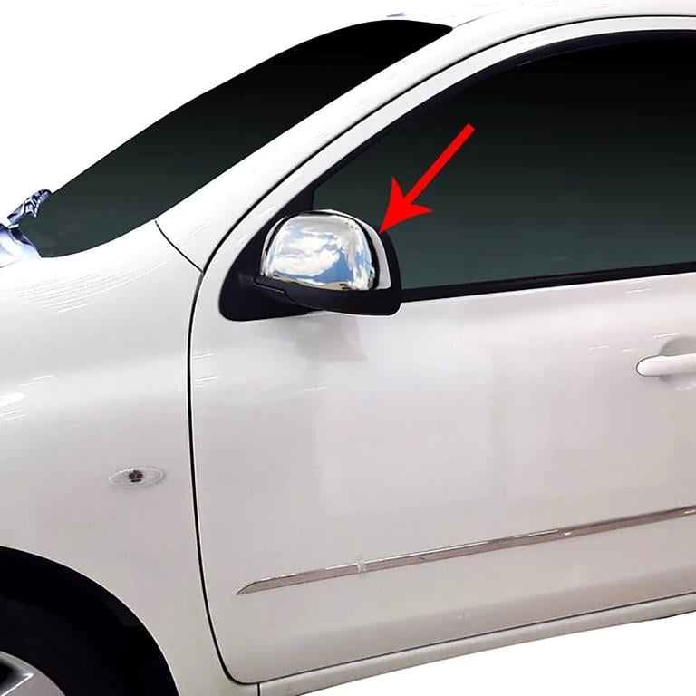 Chrome stainless steel side mirror covers for Nissan Micra K13