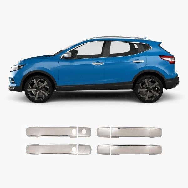 Nissan Qashqai J10 (2007-2013) Stainless Steel Chrome Door Handle Covers - 4 Doors (Dual Keyholes)