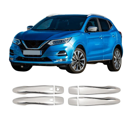 Nissan Qashqai J11 (2014-2021) Stainless Steel Chrome Door Handle Covers - 4 Doors Set (With Keyless Entry Sensor Cutouts)