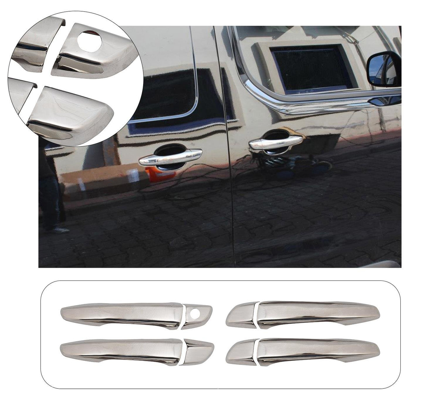 Opel Combo E (2019-Present) Stainless Steel Chrome Door Handle Covers - 4 Doors (1 Keyhole)