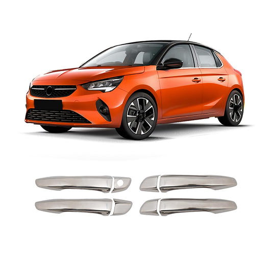 Opel Corsa F (2020-Present) Stainless Steel Chrome Door Handle Covers - 4 Doors (1 Keyhole)