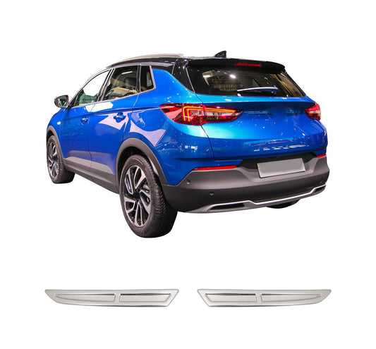 Opel Grandland X (2017-Present) Stainless Steel Chrome Rear Bumper Diffuser Inner Trims - 2 Pieces