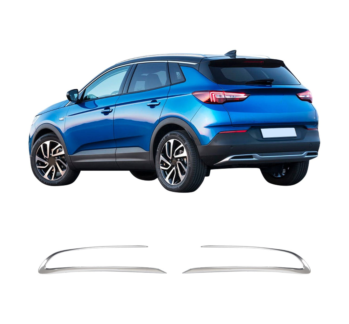 Opel Grandland X (2017-Present) Stainless Steel Chrome Rear Bumper Diffuser Frame Trims - 2 Pieces