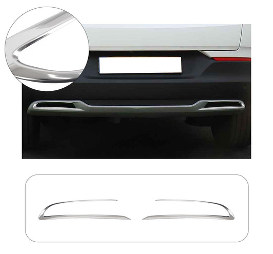 Opel Grandland X (2017-Present) Stainless Steel Chrome Rear Bumper Diffuser Frame Trims - 2 Pieces