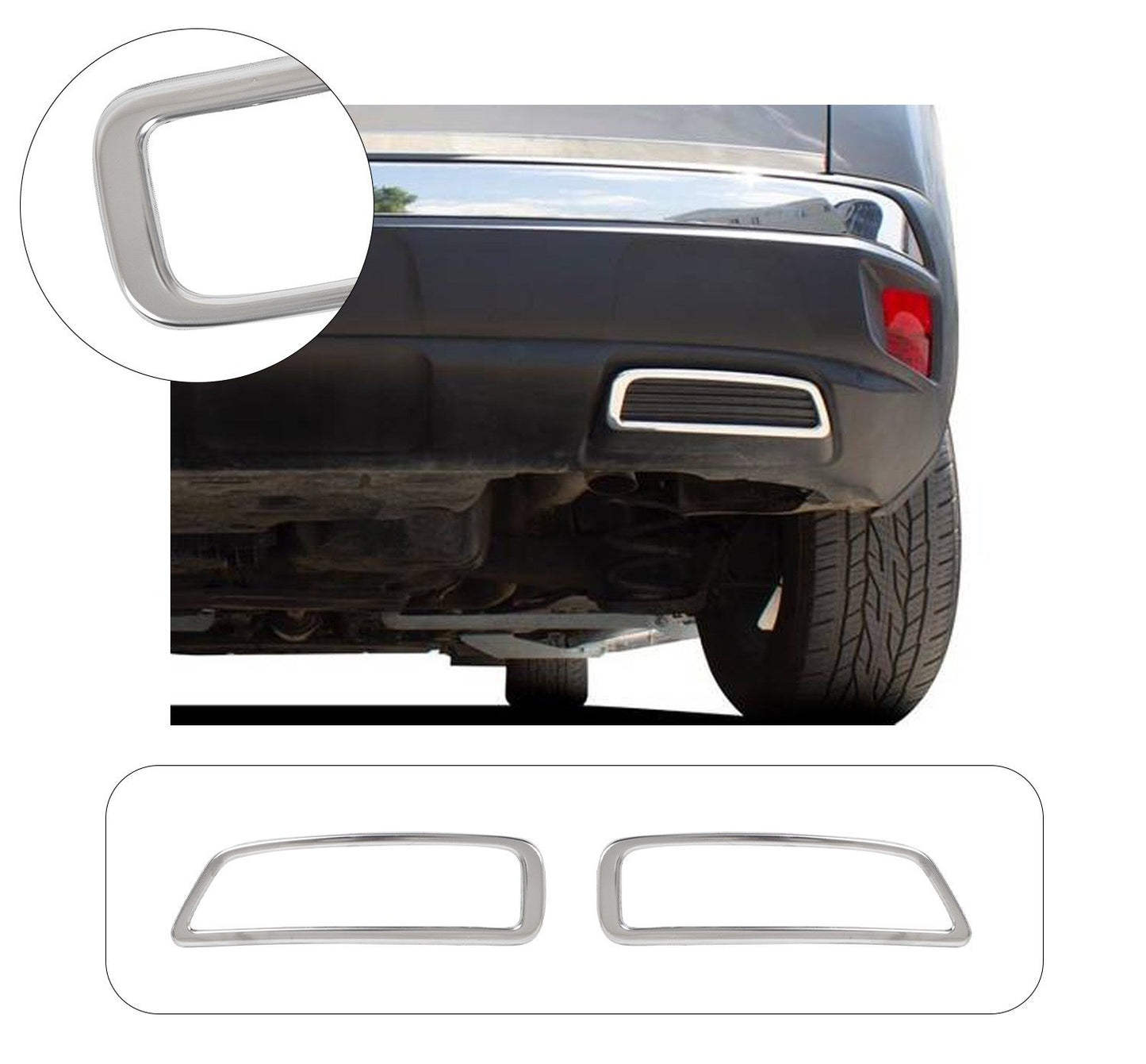 Peugeot 3008 (2016-2024) Stainless Steel Chrome Rear Bumper Exhaust Frame Trims - 2 Pieces