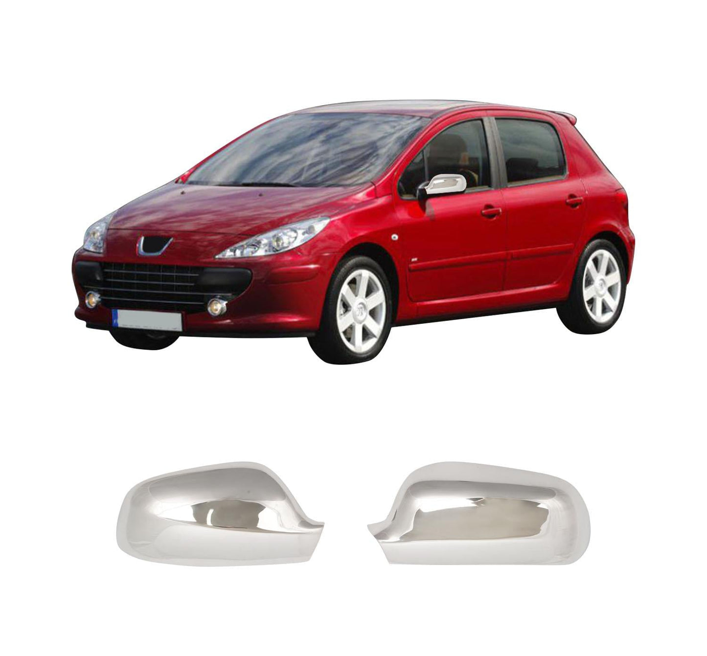 Peugeot 307 2001-2008 stainless steel mirror cover overlay