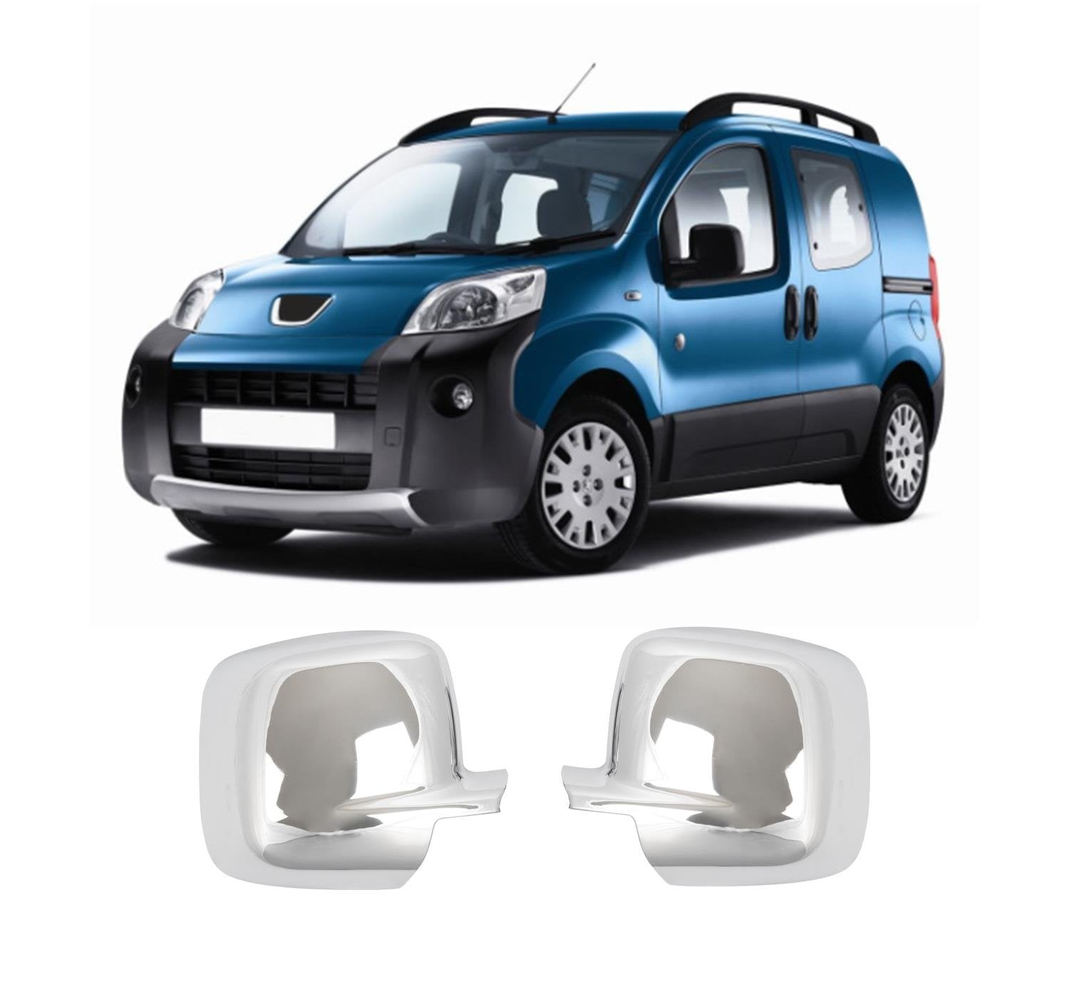 Peugeot Bipper 2008 ABS chrome mirror cover overlay