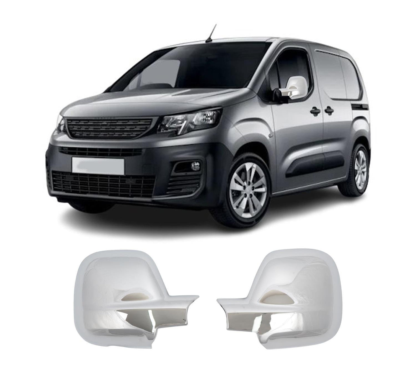 Peugeot Partner III 2019 ABS chrome mirror cover overlay