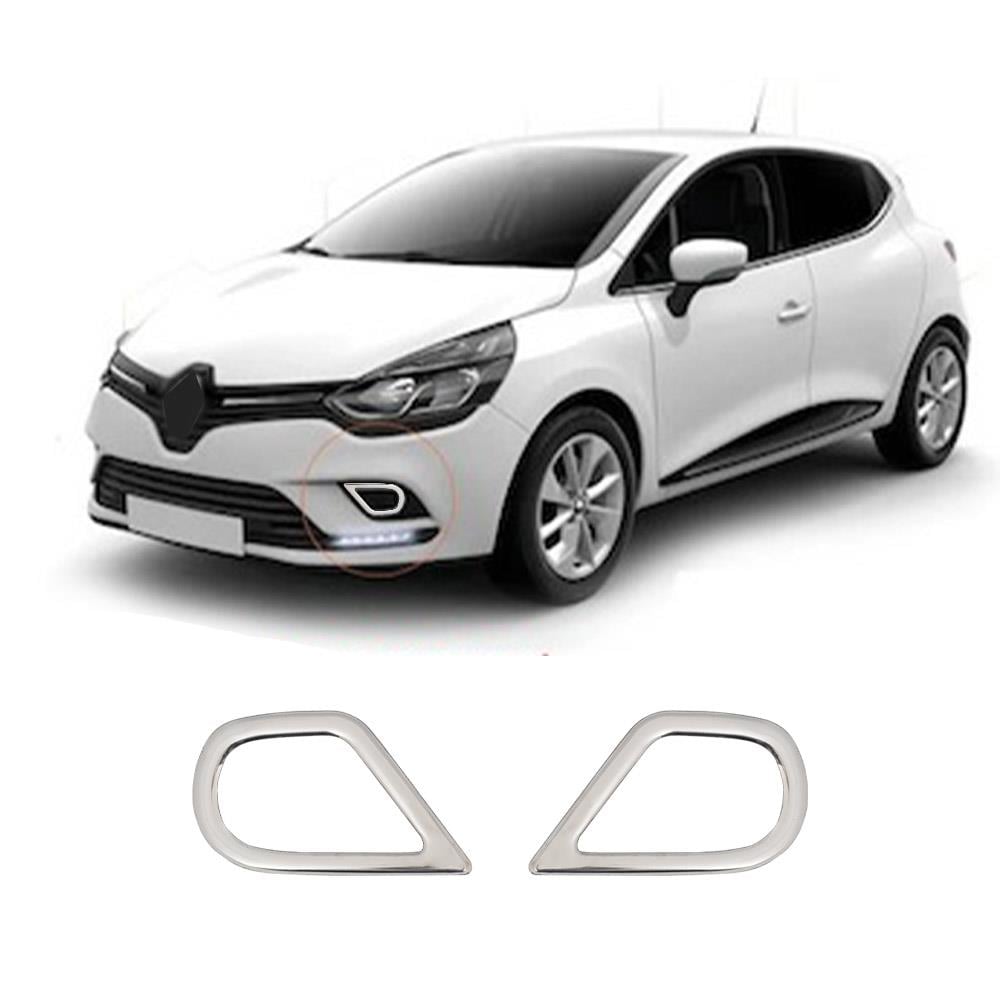 Renault Clio 4 Facelift (2015-2019) Stainless Steel Chrome Front Fog Light Frame Trims - 2 Pieces