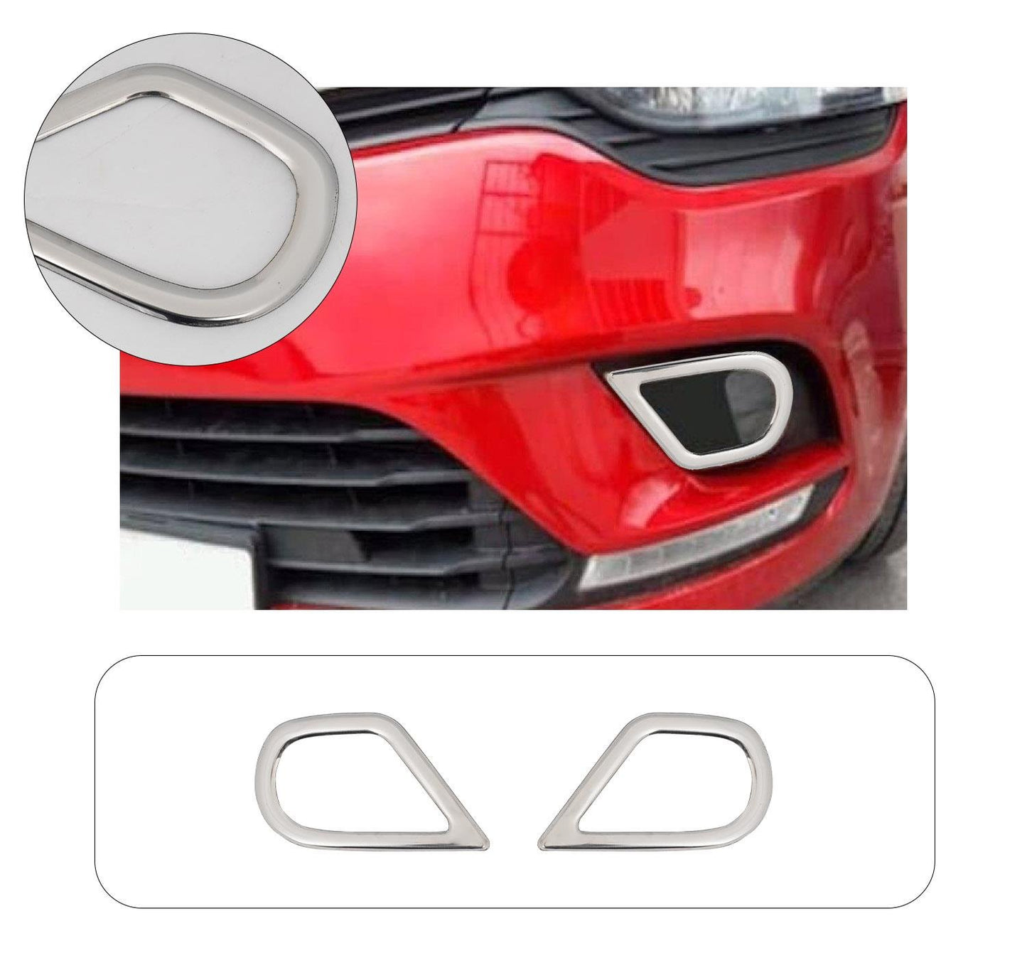 Renault Clio 4 Facelift (2015-2019) Stainless Steel Chrome Front Fog Light Frame Trims - 2 Pieces