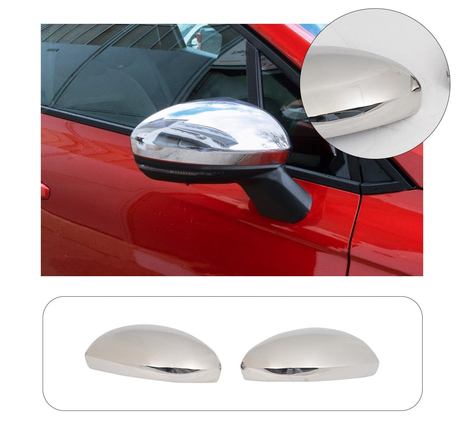 Chrome stainless steel side mirror covers for Renault Clio V