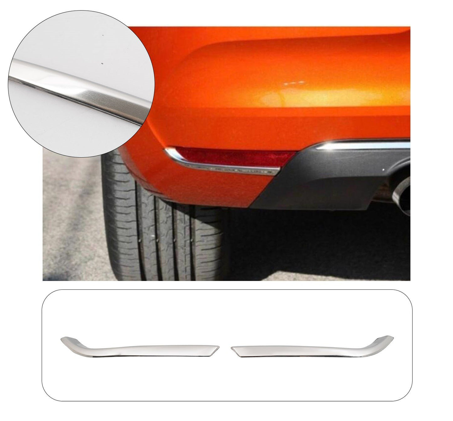 Renault Clio 5 (2019-Present) Stainless Steel Chrome Rear Reflector Trims - 2 Pieces