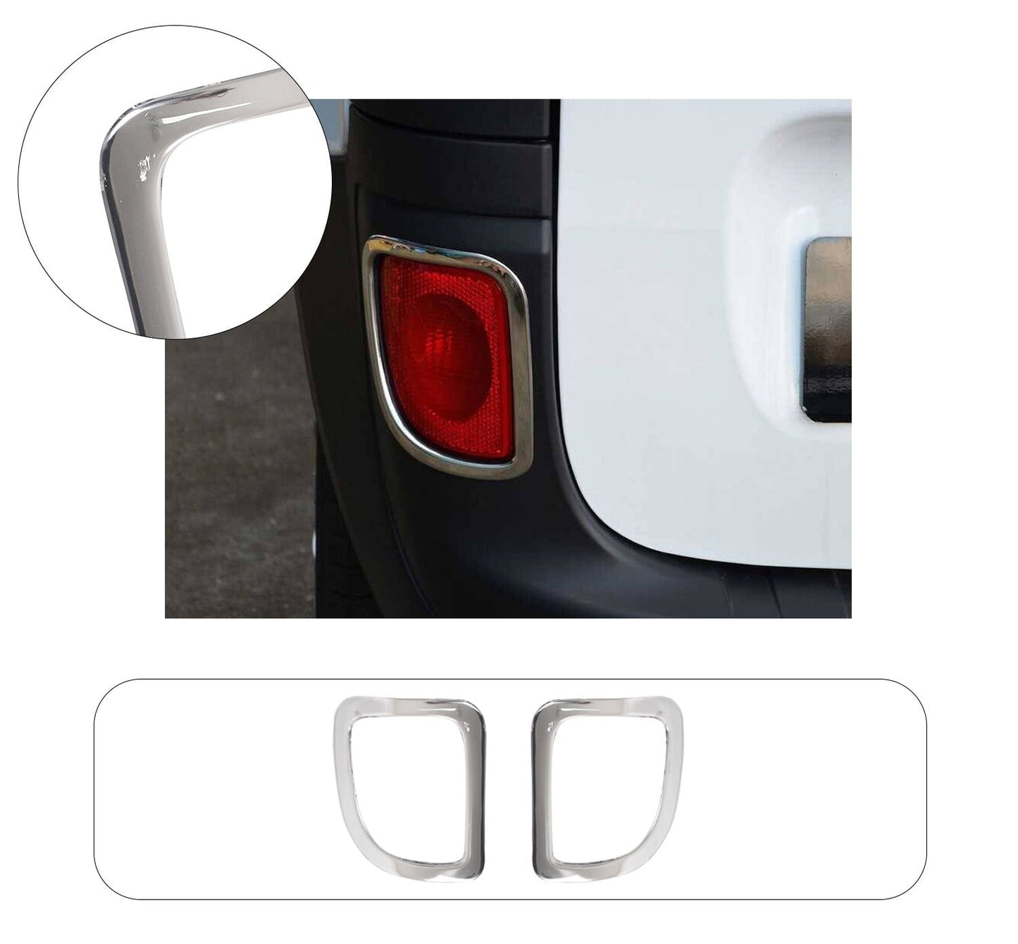Renault Kangoo Mk2 (2008-2021) Stainless Steel Chrome Rear Reflector Trims - 2 Pieces