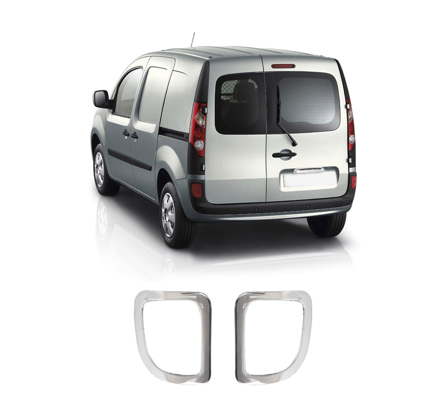 Renault Kangoo Mk2 (2008-2021) Stainless Steel Chrome Rear Reflector Trims - 2 Pieces