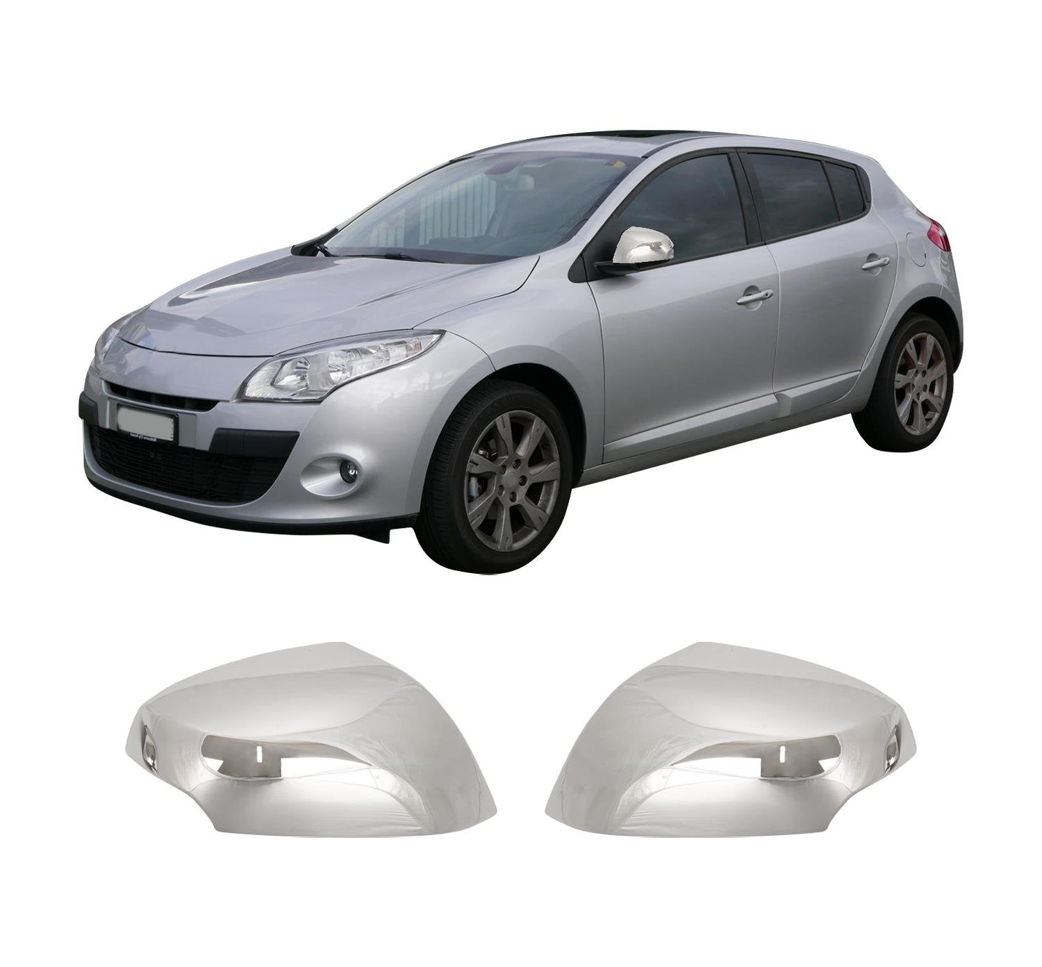 Chrome stainless steel side mirror covers for Renault Megane III