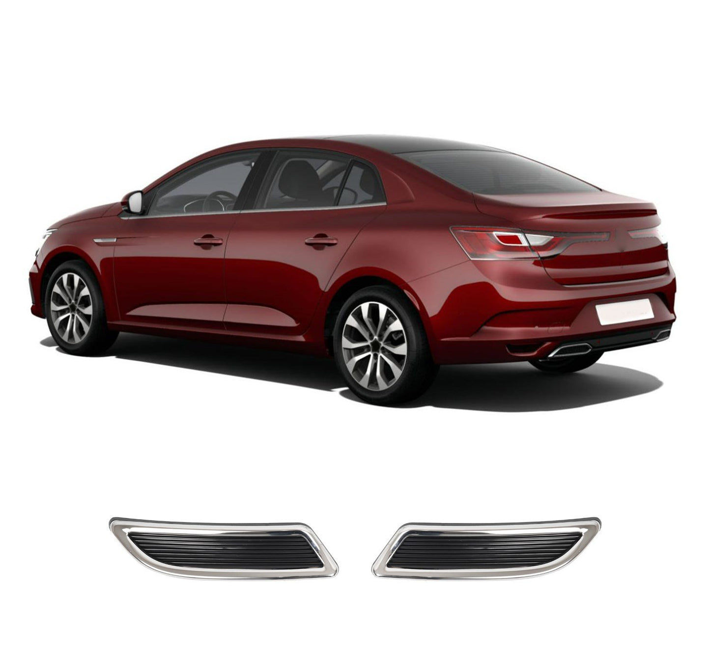 Renault Megane 4 (2016-Present) Stainless Steel Chrome Rear Bumper Exhaust Trims - 2 Piece