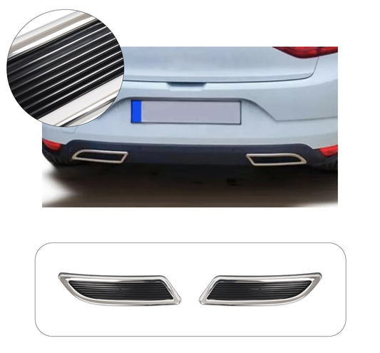 Renault Megane 4 (2016-Present) Stainless Steel Chrome Rear Bumper Exhaust Trims - 2 Piece