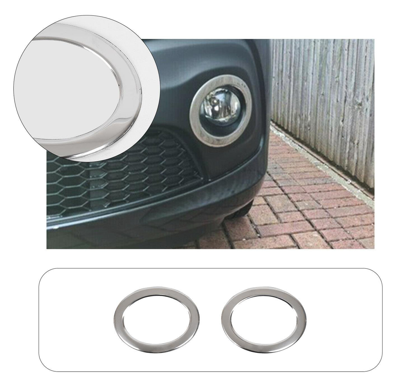 Renault Trafic Mk3 (2014-Present) Stainless Steel Chrome Front Fog Light Frame Trims - 2 Pieces