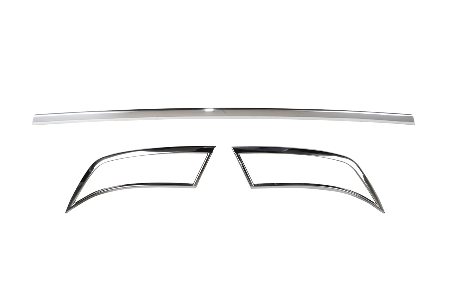 Skoda Octavia Mk3 A7 (2013-2020) Stainless Steel Chrome Rear Bumper Exhaust Frames with Center Strip Set