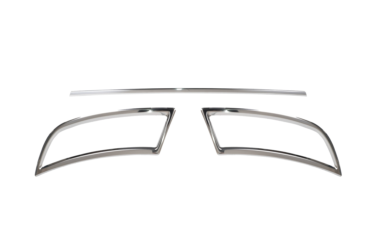 Skoda Superb Mk3 (2015-Present) Stainless Steel Chrome Rear Bumper Exhaust Frames with Center Sill Strip Set - 3 Pieces