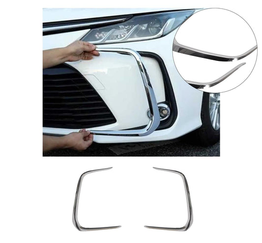 Toyota Corolla E210 2019-2022 Stainless Steel Chrome Front Fog Light Eyebrow Trims - 2 Pcs