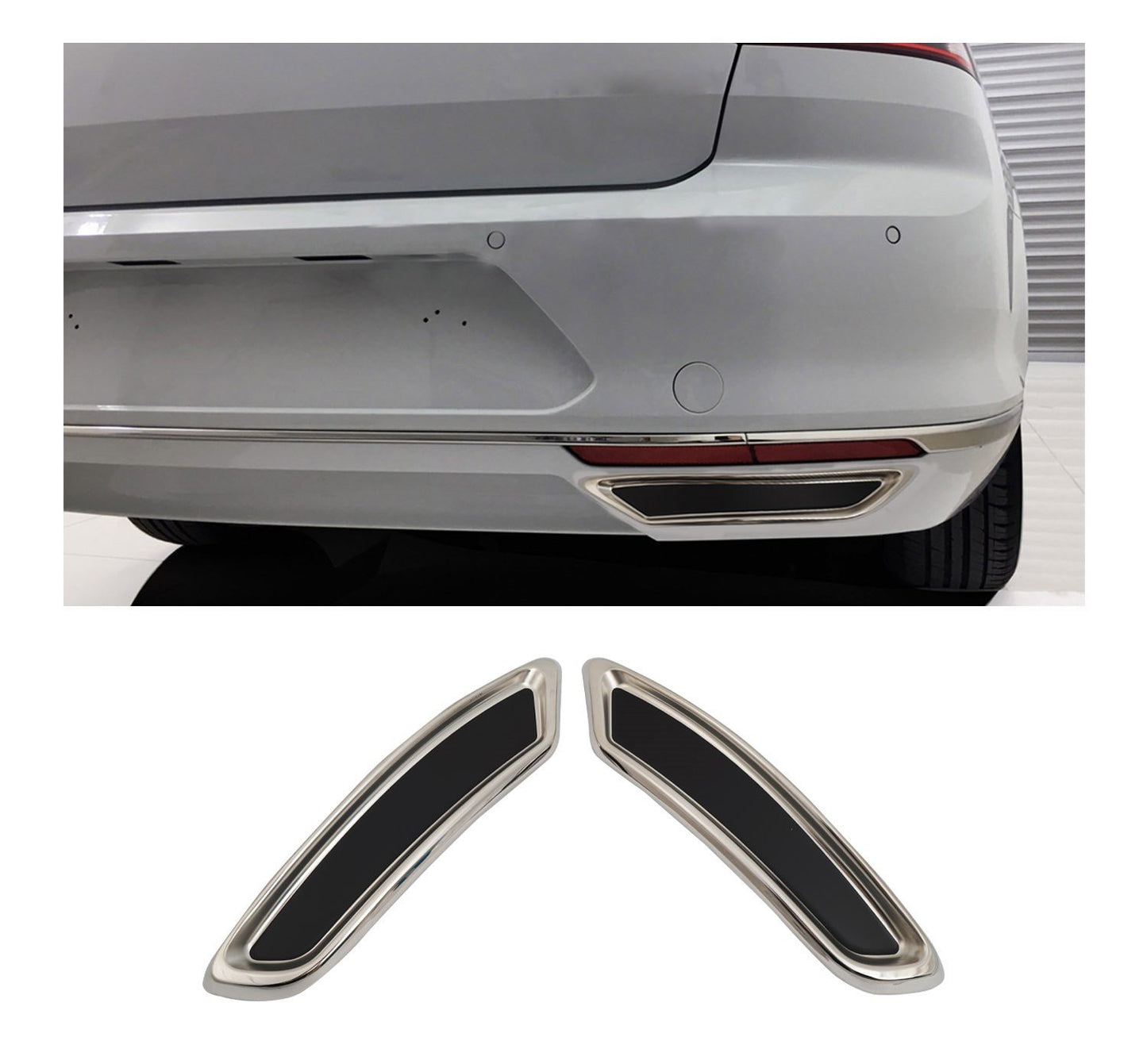Volkswagen Passat B8 (2015-2023) Stainless Steel Chrome Rear Bumper Diffuser Trim Panel