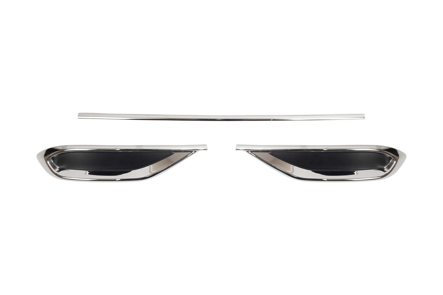 Volkswagen Tiguan Facelift (2020-2024) Stainless Steel Chrome Rear Bumper Exhaust-Look Diffuser Trims - 3 Pieces