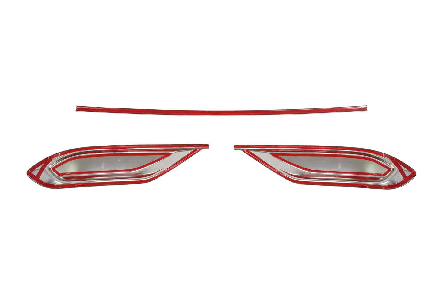 Volkswagen Tiguan Facelift (2020-2024) Stainless Steel Chrome Rear Bumper Exhaust-Look Diffuser Trims - 3 Pieces