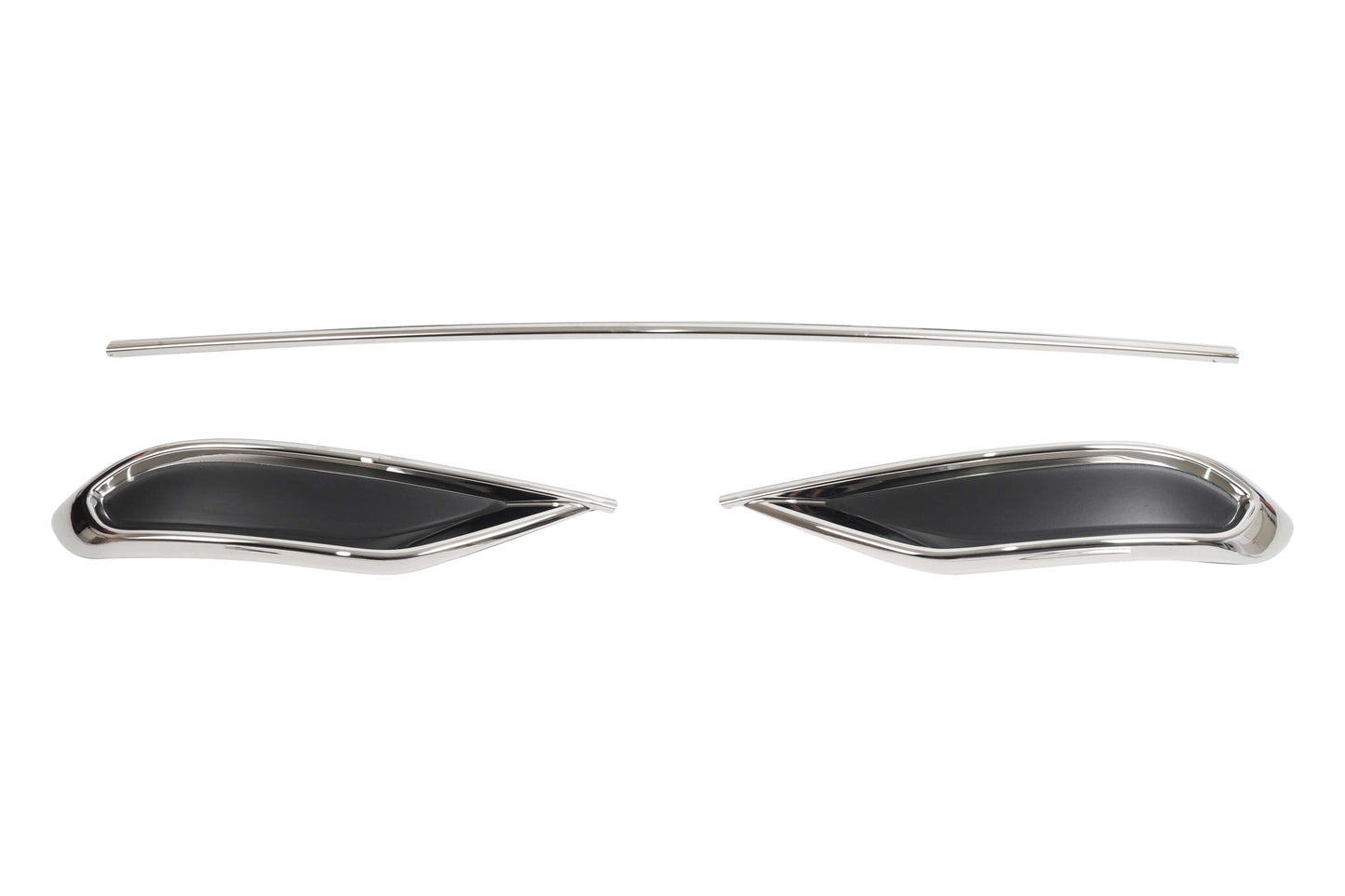 Volkswagen Tiguan Facelift (2020-2024) Stainless Steel Chrome Rear Bumper Exhaust-Look Diffuser Trims - 3 Pieces